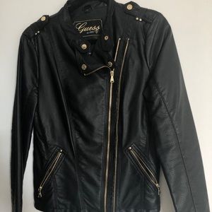 Faux leather jacket with gold zippers